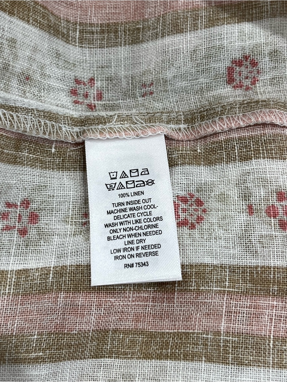 Joie 100% Linen Pink Floral Stripe Balloon Sleeve Peasant Blouse M NWT - Picture 10 of 11